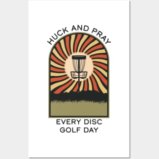 Huck and Pray Disc Golf Every Day | Disc Golf Vintage Retro Arch Mountains Posters and Art